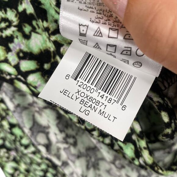 BCBGeneration Green Black Ditsy Floral Crossback Sundress SZ L - Picture 9 of 9